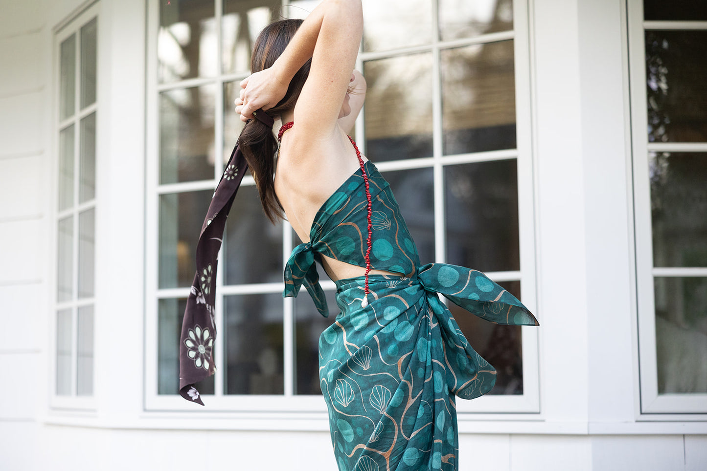 Red Lariat Baroque Pearl Necklace