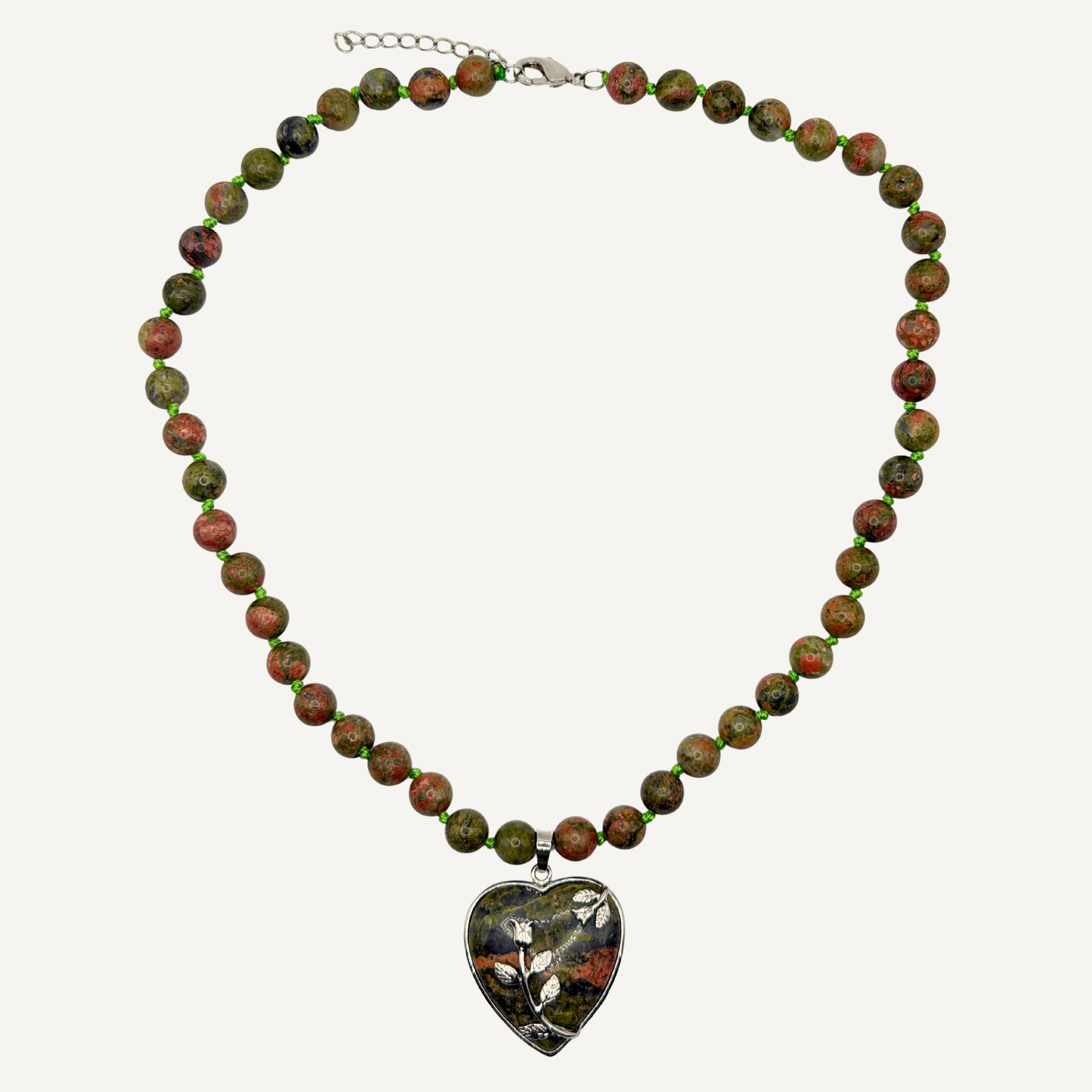 Unakite Heart Necklace