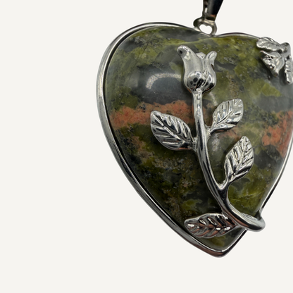 Unakite Heart Necklace