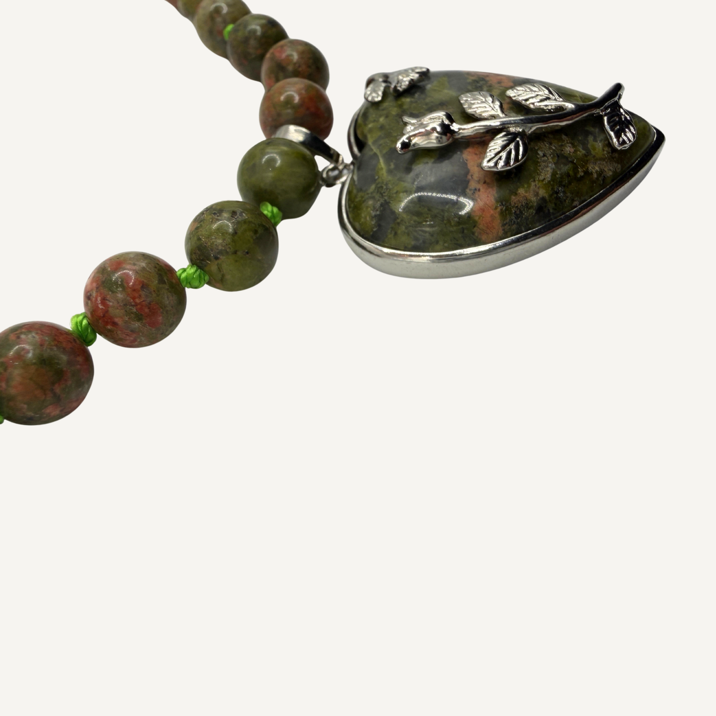 Unakite Heart Necklace