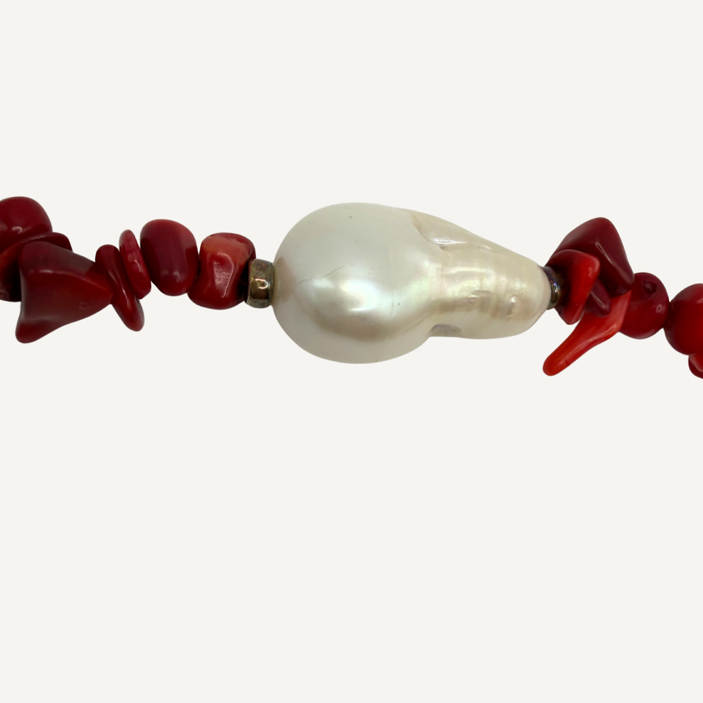 Red Lariat Baroque Pearl Necklace