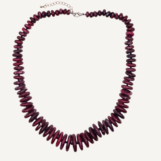 Hand Knotted Wine Stone Beads