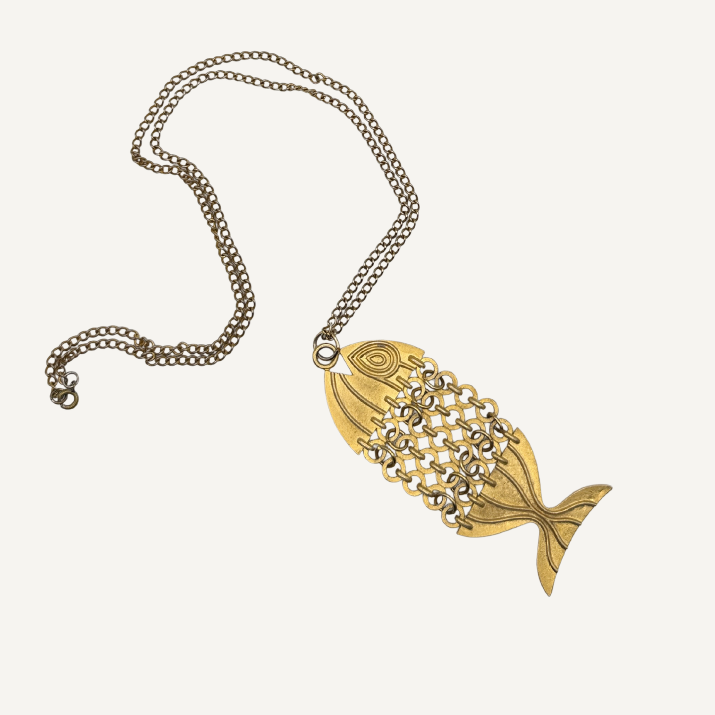 Articulated Brass Fish Pendant