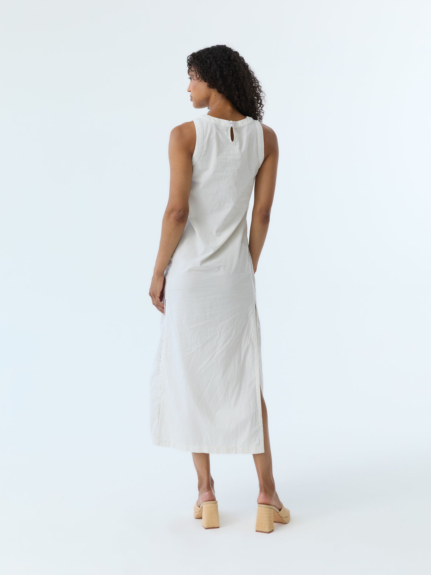 Lynne Eyelet Crew Neck Maxi Dress