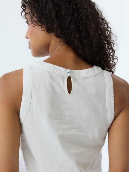 Lynne Eyelet Crew Neck Maxi Dress
