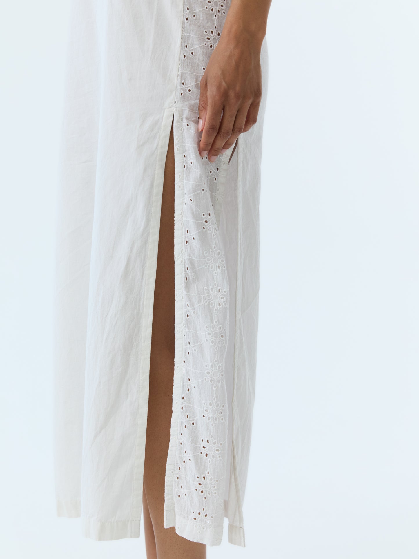 Lynne Eyelet Crew Neck Maxi Dress