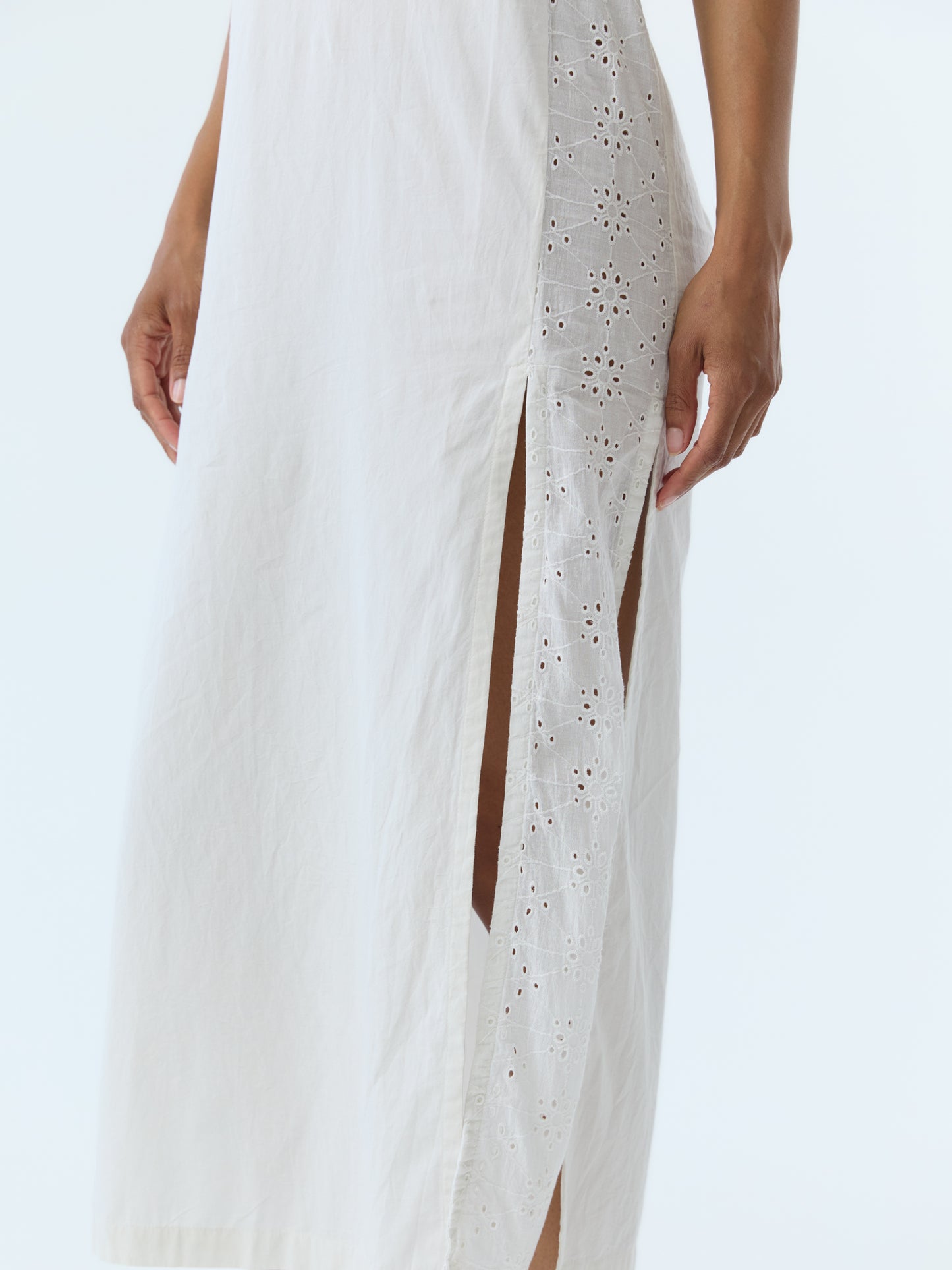 Lynne Eyelet Crew Neck Maxi Dress