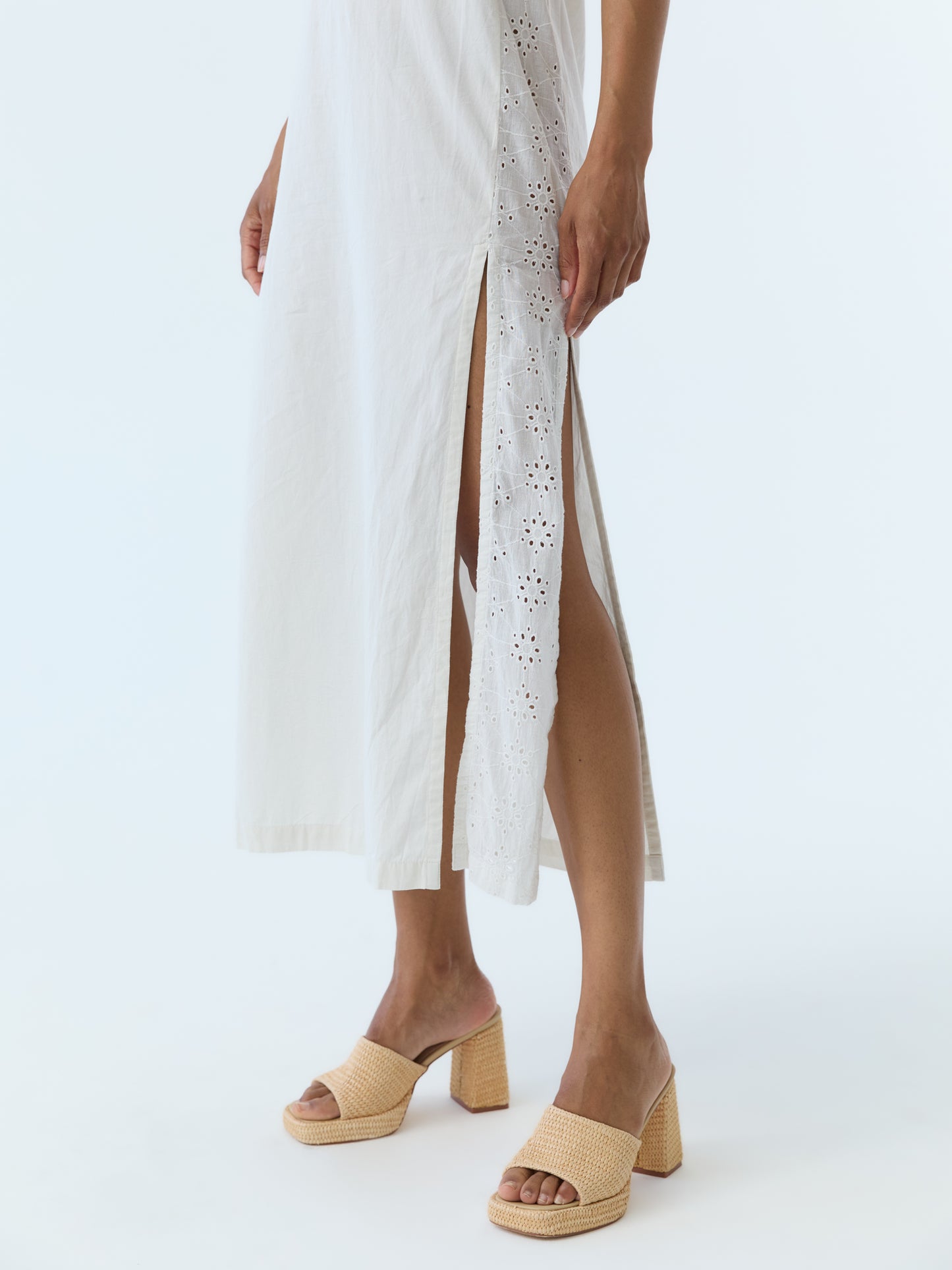 Lynne Eyelet Crew Neck Maxi Dress