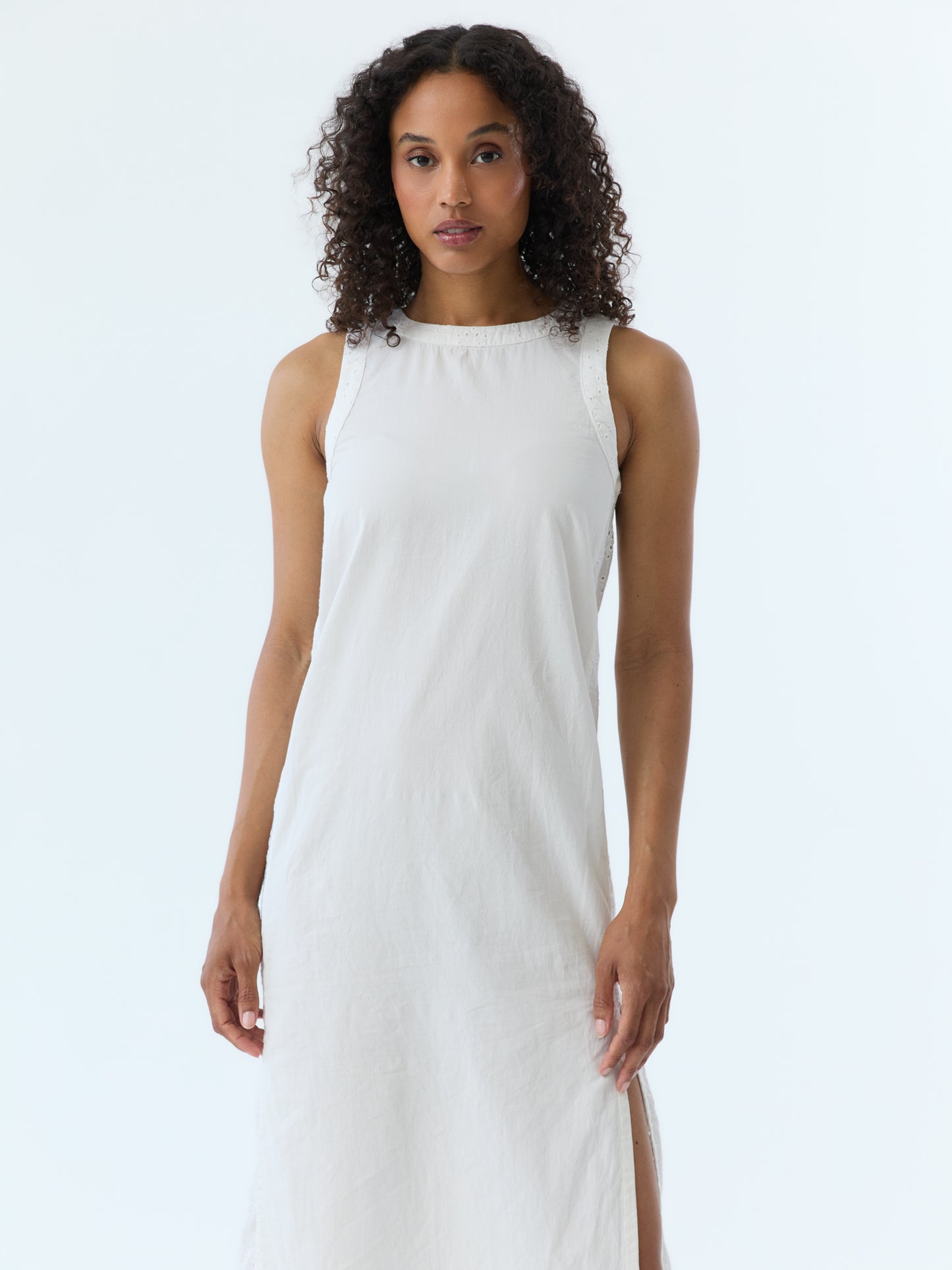 Lynne Eyelet Crew Neck Maxi Dress