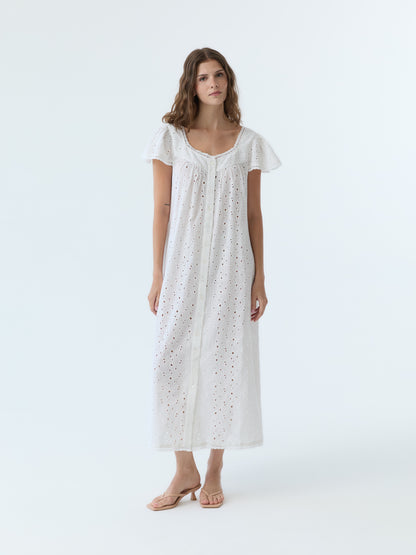 Dola Eyelet Flutter Sleeve Dress