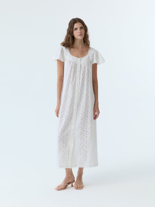Dola Eyelet Flutter Sleeve Dress