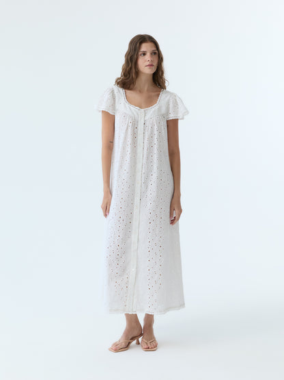Dola Eyelet Flutter Sleeve Dress