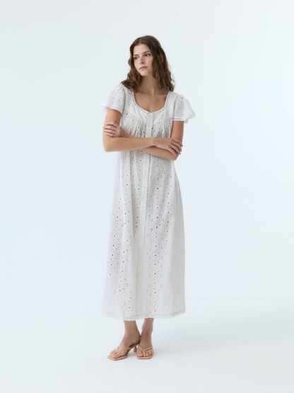 Dola Eyelet Flutter Sleeve Dress