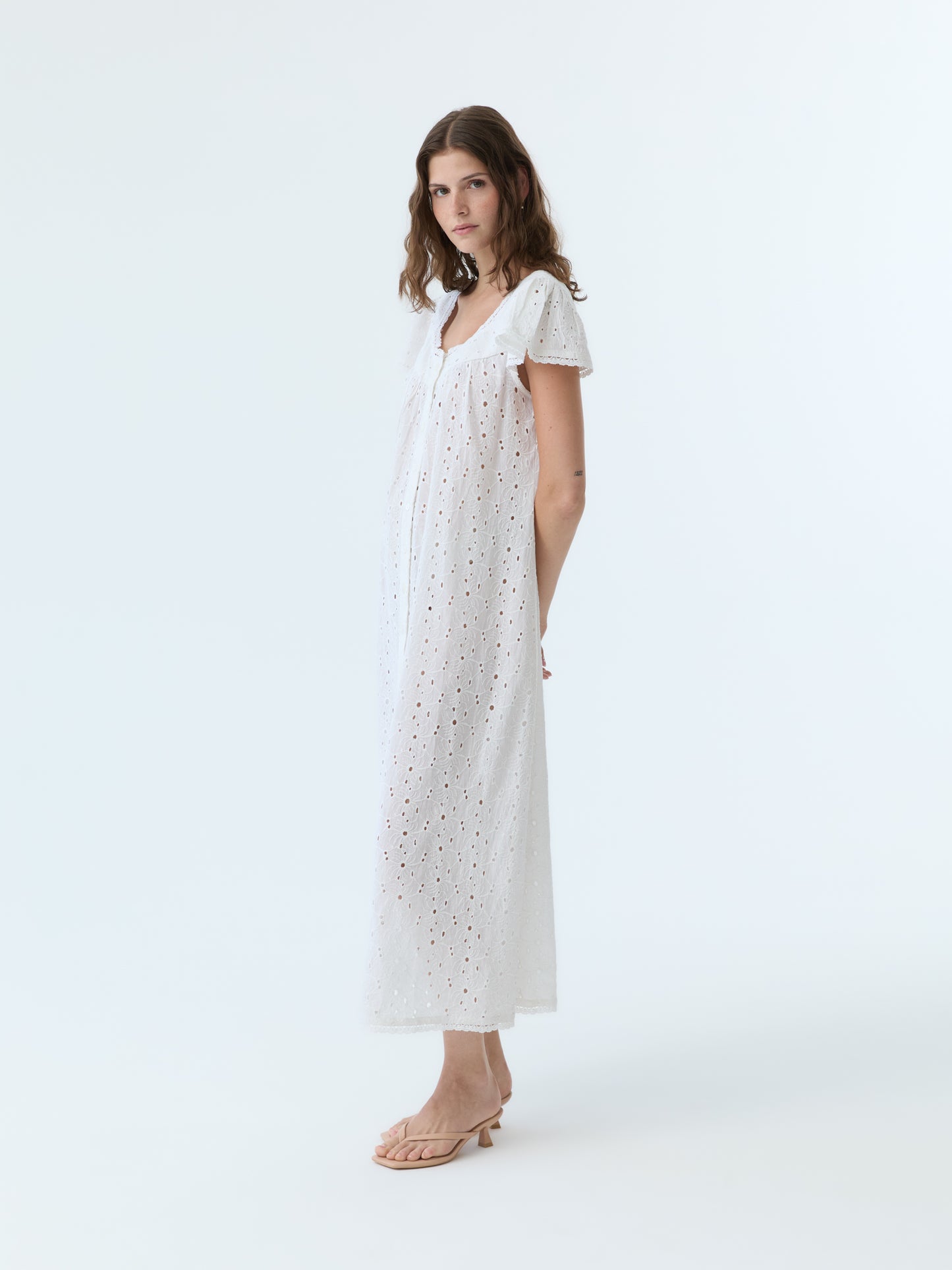Dola Eyelet Flutter Sleeve Dress