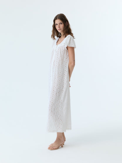 Dola Eyelet Flutter Sleeve Dress