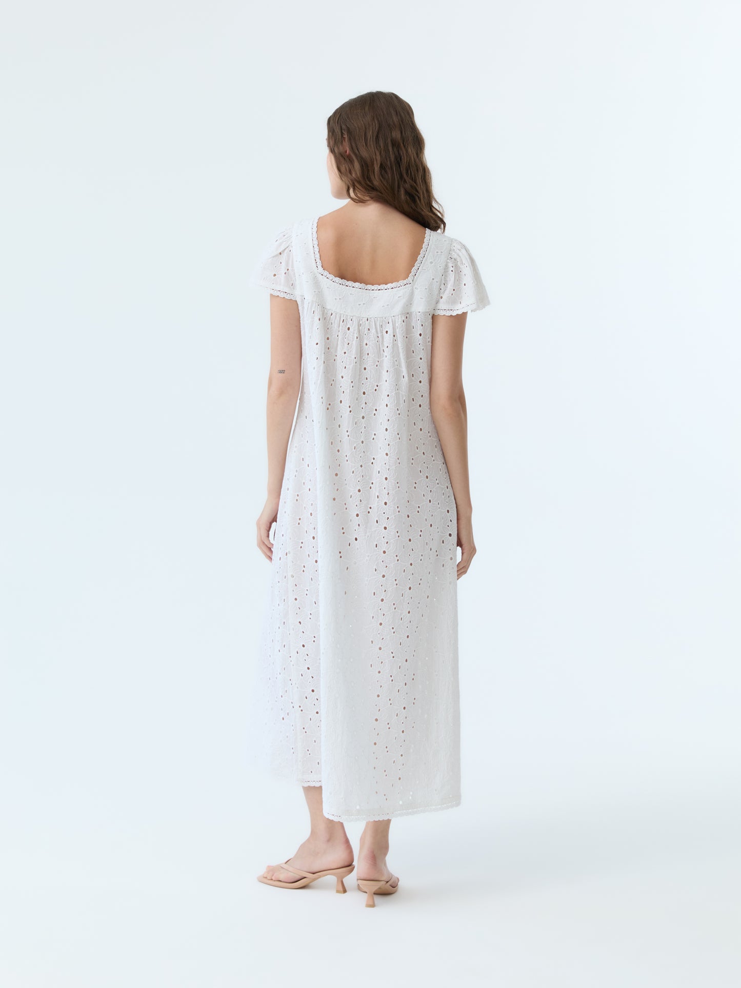 Dola Eyelet Flutter Sleeve Dress