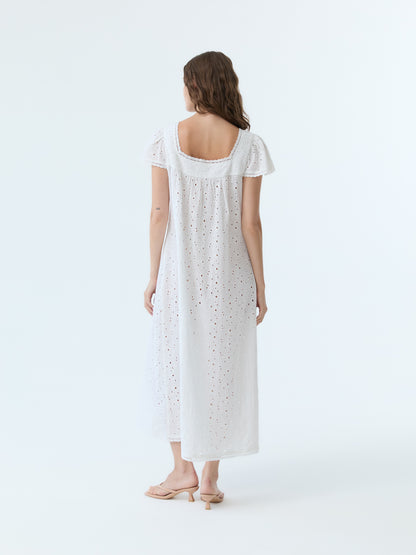 Dola Eyelet Flutter Sleeve Dress