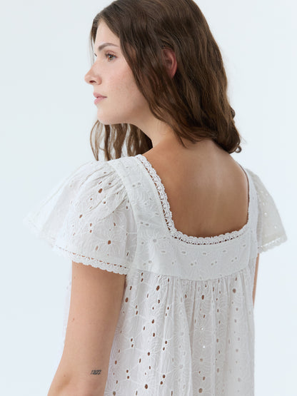 Dola Eyelet Flutter Sleeve Dress