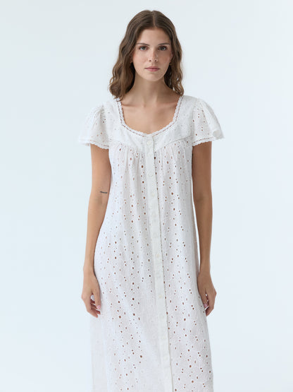 Dola Eyelet Flutter Sleeve Dress