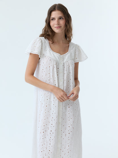 Dola Eyelet Flutter Sleeve Dress