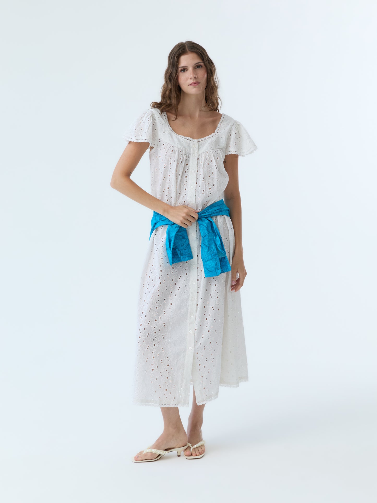 Dola Eyelet Flutter Sleeve Dress