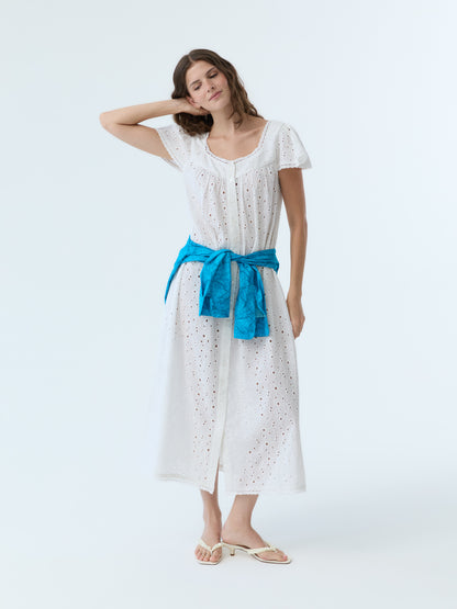 Dola Eyelet Flutter Sleeve Dress