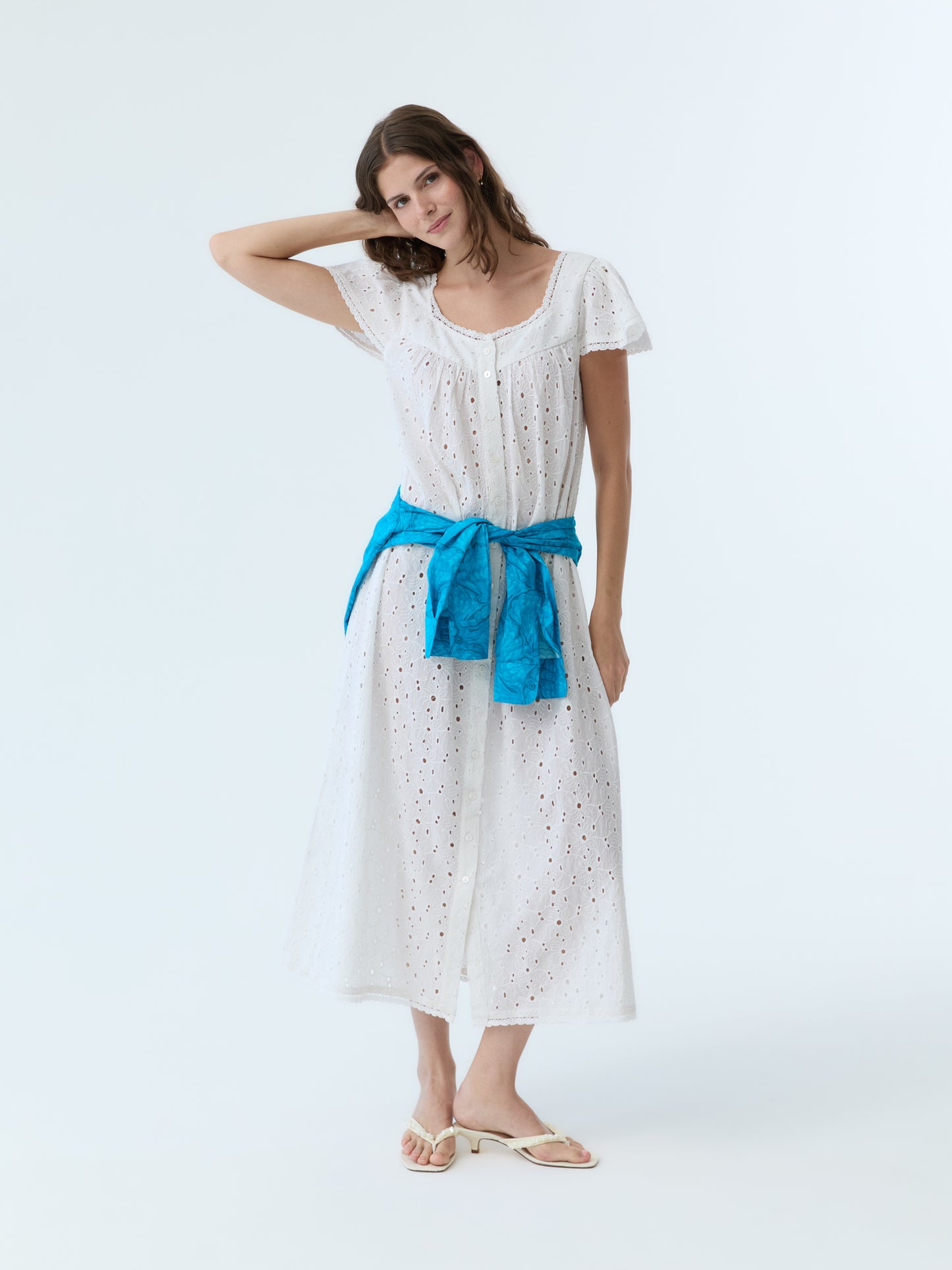 Dola Eyelet Flutter Sleeve Dress
