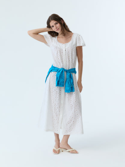 Dola Eyelet Flutter Sleeve Dress