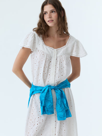 Dola Eyelet Flutter Sleeve Dress