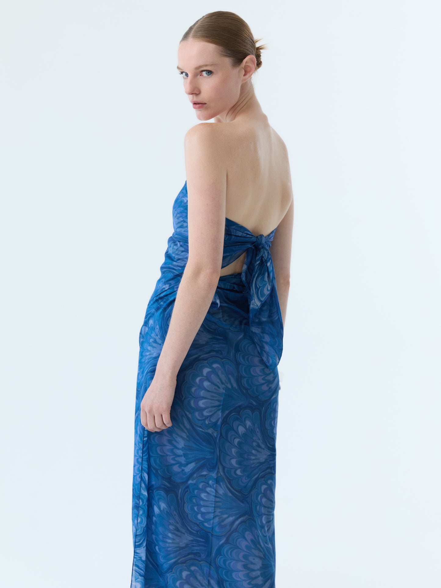 Blue Marbleized Shell Pareo Set