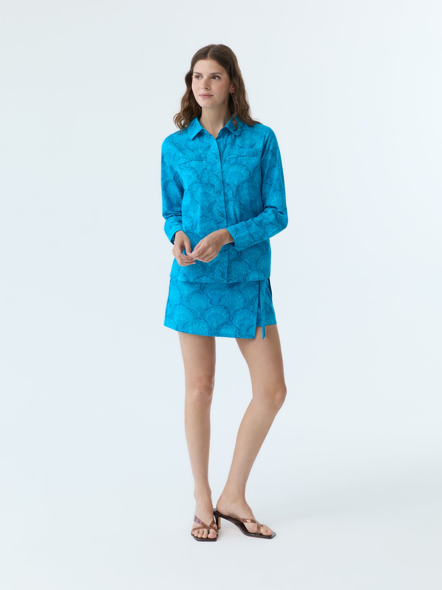 Colin Marbleized Shell Button Down Shirt