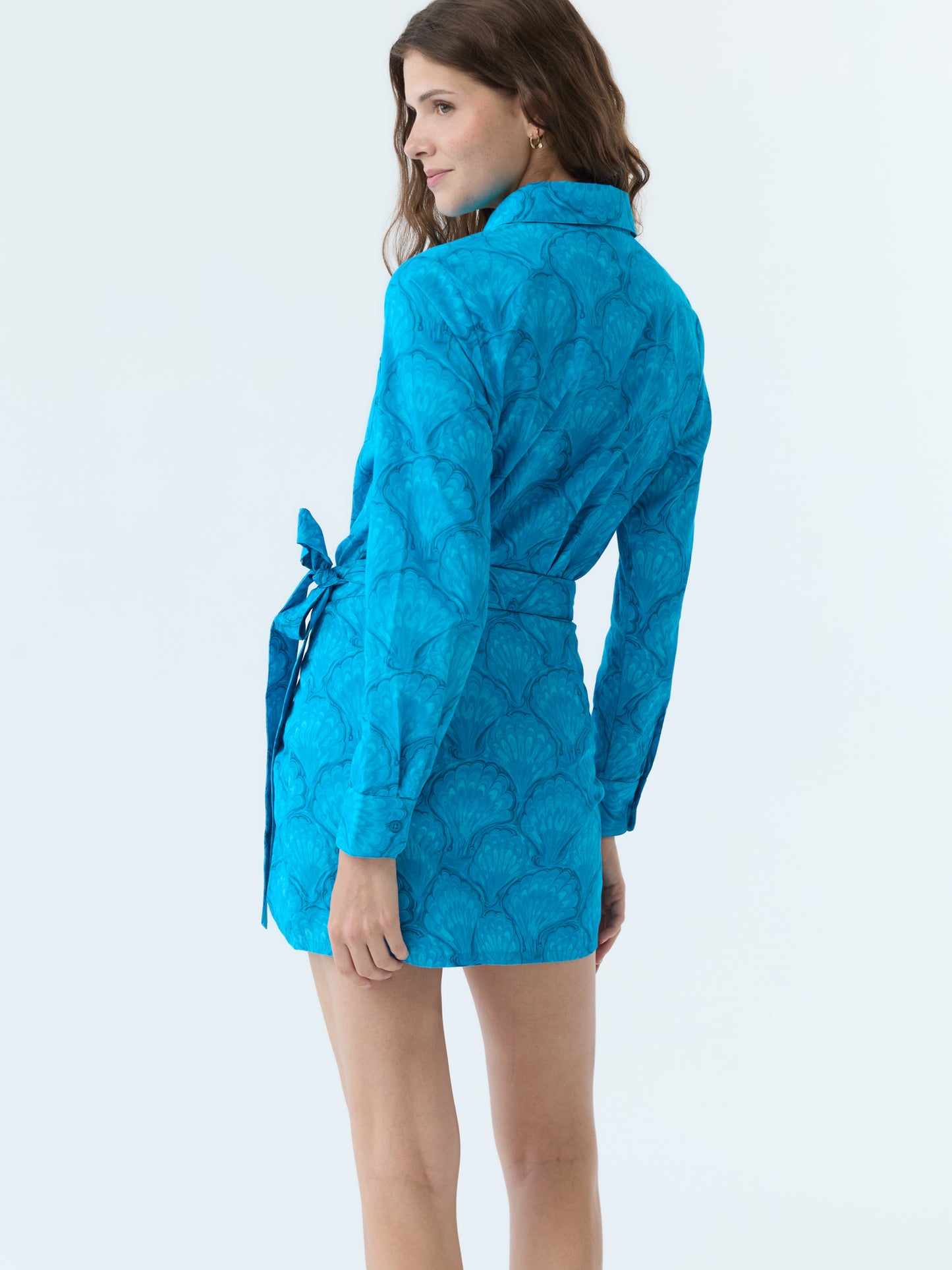 Colin Marbleized Shell Wrap Skirt