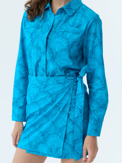 Colin Marbleized Shell Wrap Skirt