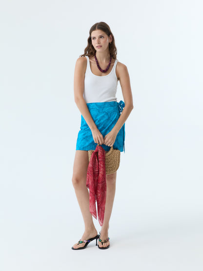 Colin Marbleized Shell Wrap Skirt