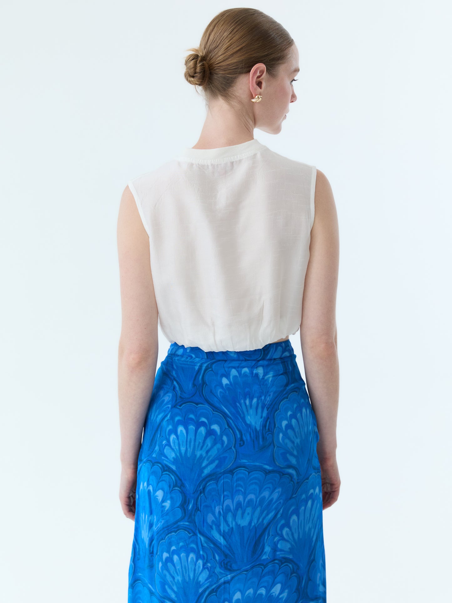 Marbleized Shell Bow Tie Maxi Skirt