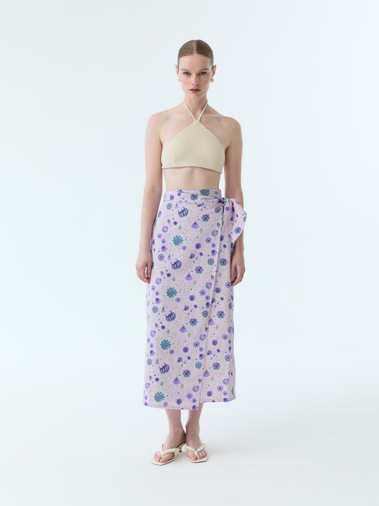 Coley Midi Floral Wrap Skirt