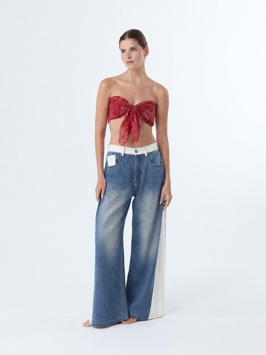 Peggy Pleated Ecru Jeans